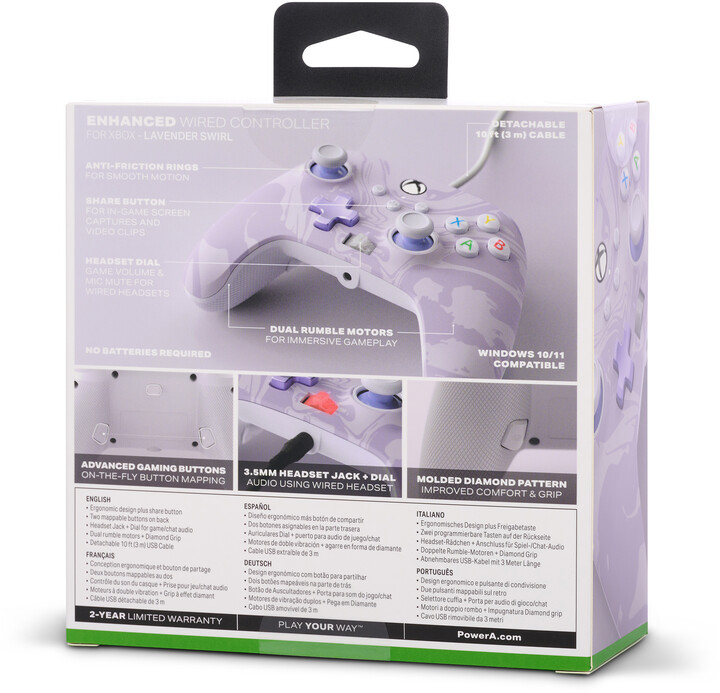 PowerA Enhanced Wired Controller, Lavender Swirl (PC, Xbox Series, Xbox ONE)_1911357742