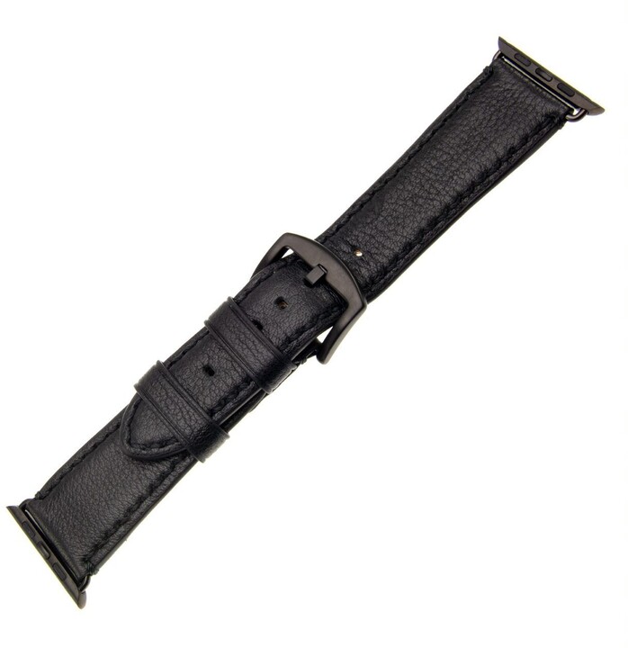 FIXED Berkeley kožený řemínek pro Apple Watch 42mm a 44mm s černou sponou, velikost L, černý_1542675988