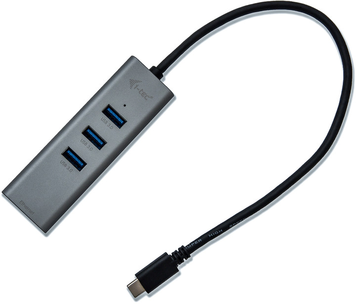 i-tec USB C Metal 3 port HUB Gigabit Ethernet 1x USB C na RJ-45 3x USB 3.0 LED_1223153589