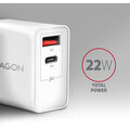 AXAGON síťová nabíječka PD &amp; QUICK, USB-A, USB-C PD, 22W, bílá_631178354