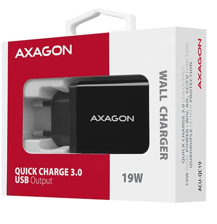 AXAGON ACU-QC19, QUICK nabíječka do sítě, 1x port QC3.0/AFC/FCP/SMART, 19W_1210864858