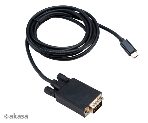 Akasa adaptér USB Type-C - VGA, 1.8m, černá_1009396226