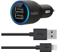 Belkin USB micro nabíječka do auta 2x2.1A + Lightning kabel_1890073502