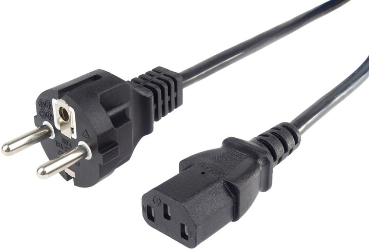 PremiumCord kabel síťový 230V k počítači 2m , přímý konektor do zásuvky_150460545