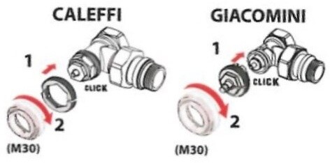 Danfoss adaptér pro ventilová tělesa typu Caleffi/Giacomini
