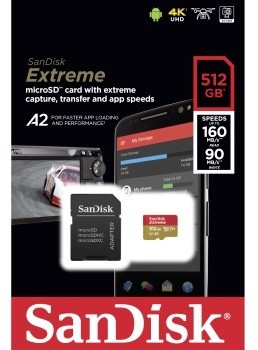 SanDisk Micro SDXC Extreme 512GB 160MB/s A2 UHS-I U3 V30 + SD adaptér_639115702