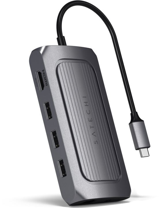Satechi Aluminium USB4 Multiport Adapter, HDMI 8K@30Hz, USB-C PD 100W, Ethernet, 2xUSB-A 3.2, šedá_689883693