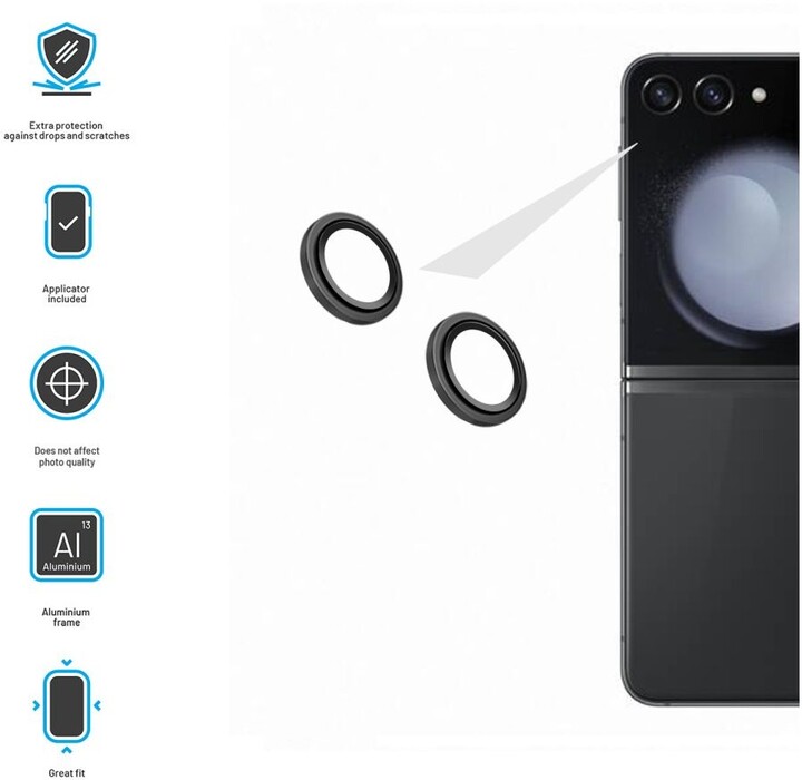 FIXED ochranná skla čoček fotoaparátů pro Samsung Galaxy Z Flip5 5G, černá_1050859617