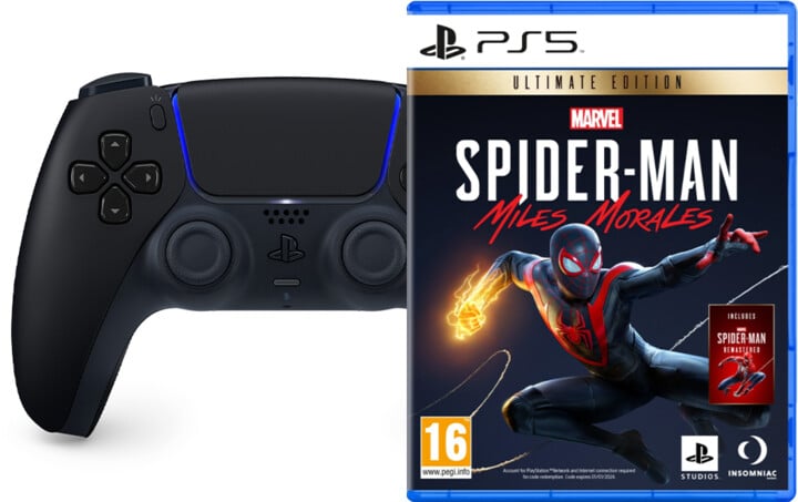 PS5 DualSense Midnight Black + hra Marvel's Spider-Man: Miles Morales - Ultimate Edition