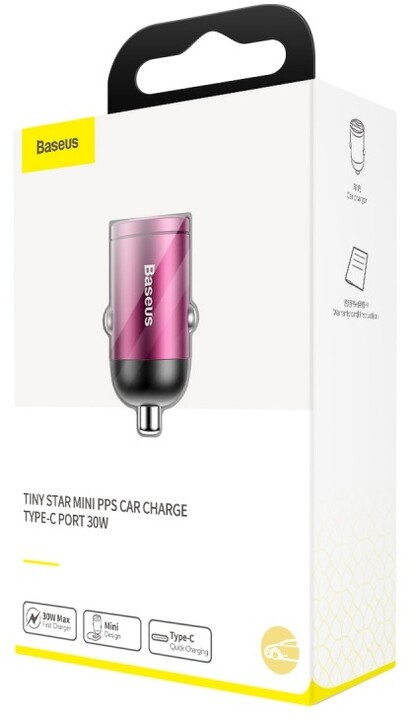 Baseus Tiny Star Mini nabíječka do automobilu USB-C (30W), růžová_1385920113