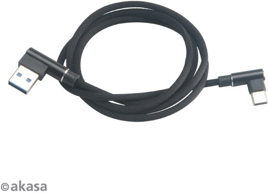 Akasa kabel USB-A 2.0 - USB-C, M/M, zahnuté konektory 90°, 1m, černá_1118923357