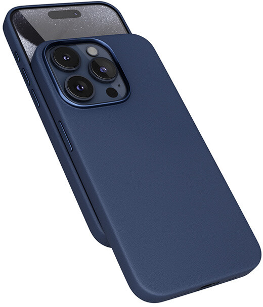 EPICO kožený zadní kryt Mag+ pro iPhone 15 Pro Max, modrá_673406878