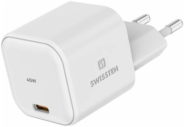 SWISSTEN síťový adaptér GaN, USB-C, PD, 45W, bílá_1743268250