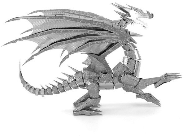 Stavebnice ICONX Silver Dragon, kovová_2115997068
