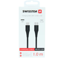 SWISSTEN nabíjecí kabel USB-C - microUSB, M/M, 1m, černá_2065584975