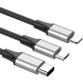 Baseus kabel Rapid Series Type-C 3-1 1.2M Micro + Lightning + Type-C, stříbrná + černá_1871292927