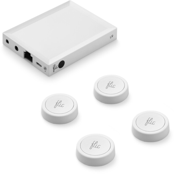 Flic 2 Starter Kit -4x chytré Bluetooth tlačítko, Hub LR, síťový adaptér, nálepky_390027327