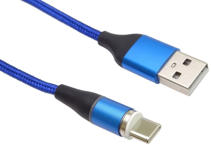 PremiumCord Magnetický micro USB a USB-C, nabíjecí a datový kabel, 1m, modrá_296986382