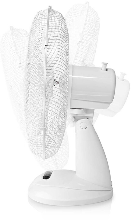 NEDIS stolní ventilátor, 40cm, 45W, rotace, 3 rychlosti, bílá_950724697