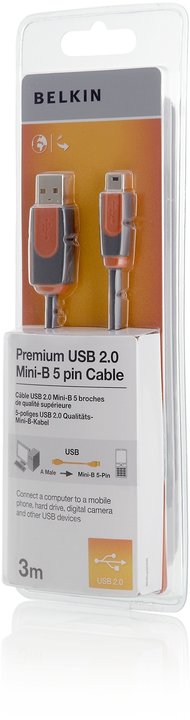 Belkin USB 2.0 kabel A-miniB (5pin), premium, 3 m_2053177237