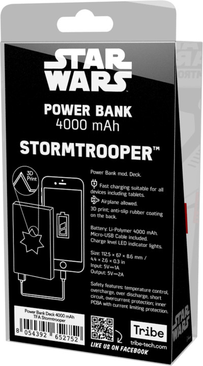 Tribe Star Wars Stormtrooper 4000mAh Power Bank - Bílá_1076438766