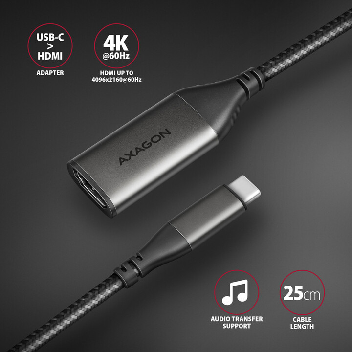 AXAGON RVC-HI2M, USB-C -&gt; HDMI 2.0a redukce / adaptér, 4K/60Hz HDR10_471292700