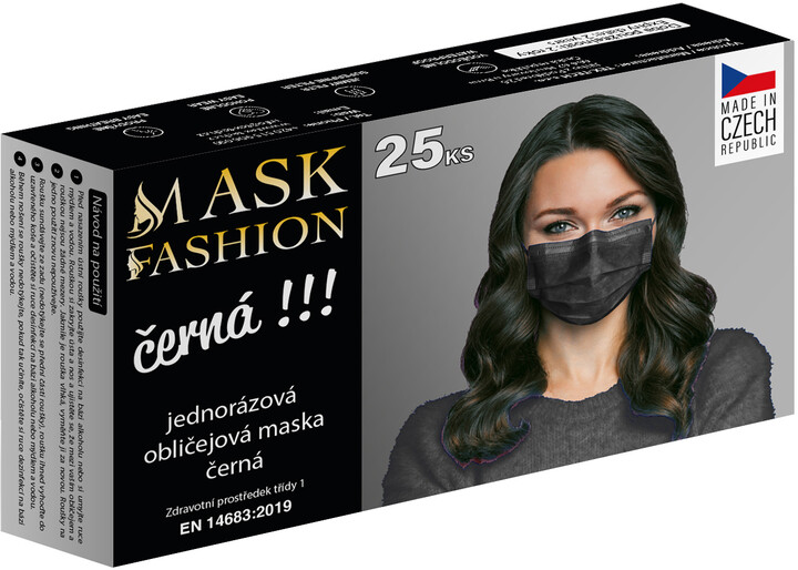 Barevná rouška fashion (25ks), černá_432563452