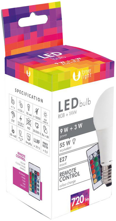 Forever LED žárovka A60 E27 3W a 9W s dálkovým ovládáním, bílá_20441491