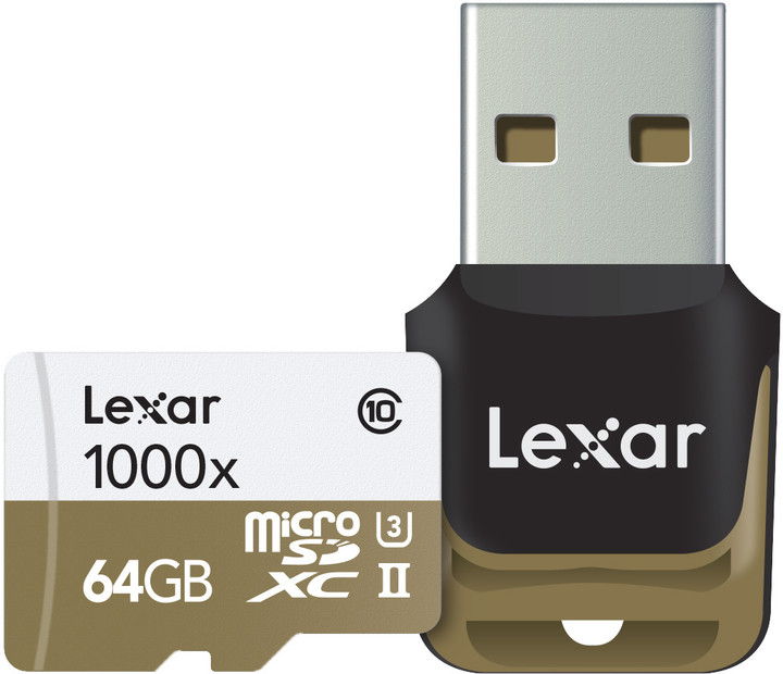 Lexar Micro SDXC Professional 64GB 1000x Class 10 UHS-II + USB čtečka_2040263811