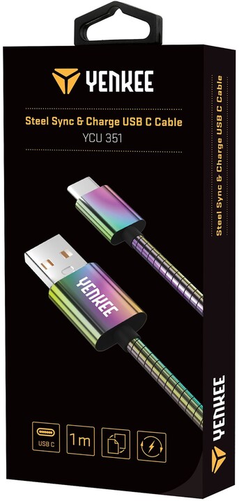 YENKEE YCU 351 nabíjecí kabel USB-C, nerezová ocel, 1m_1169883930