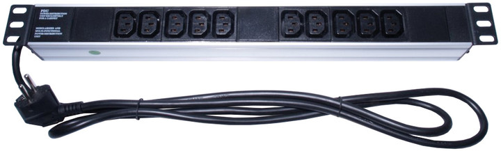 PremiumCord panel napájecí do 19&quot; racku 1U, 10xIEC (C13), 2m kabel_817706345