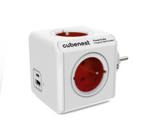 Cubenest PowerCube Original rozbočka, 4 zásuvky + USB A+C PD 20 W, červená_1988110076