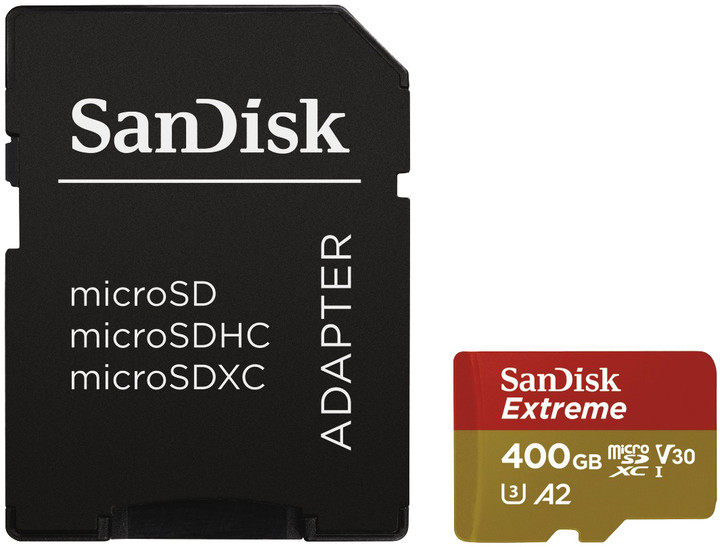 SanDisk micro SDXC Extreme 400GB 160MB/s A2 UHS-I U3 V30 + SD adaptér_1497265505