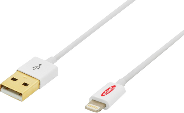 Ednet nabíjecí a datový kabel, Lightning, MFI, pro iPhone 5, zlacené konektory, 1m_1902895122