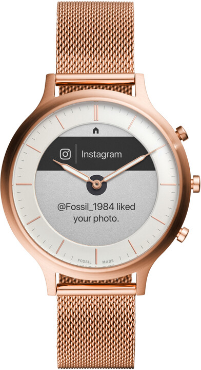 Fossil FTW7014 Hybrid Watch Charter Rose, Gold-Tone Stainless Steel Mesh_779450751