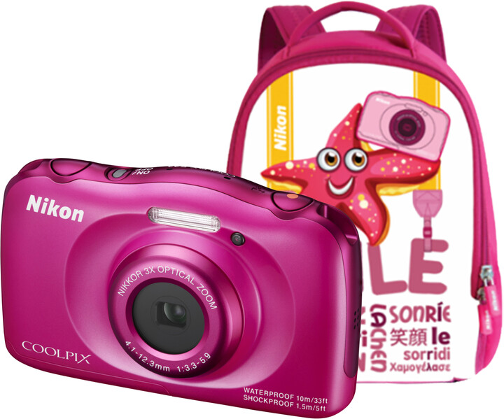 Nikon Coolpix S33, růžová + Backpack kit_1539630808