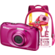 Nikon Coolpix S33, růžová + Backpack kit