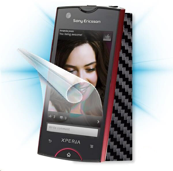 ScreenShield fólie na displej + carbon skin (černá) pro Sony Ericsson Xperia ray (ST18)_627082562