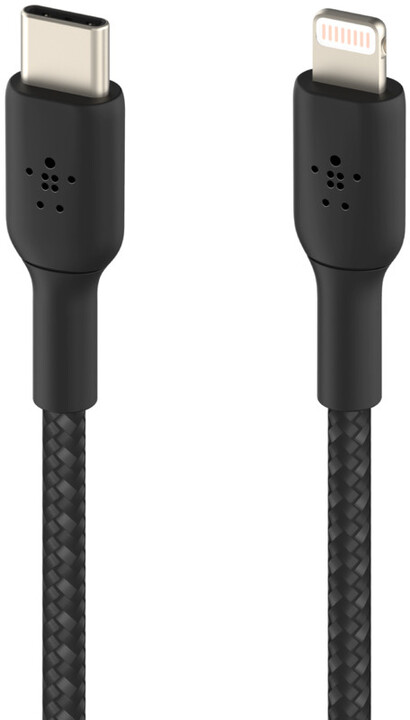 Belkin kabel USB-C - Lightning, M/M, MFi, opletený, 1m, černá_547921812