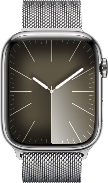 Apple Watch Series 9, Cellular, 45mm, Silver Stainless Steel, Silver Milanese Loop_2089141236