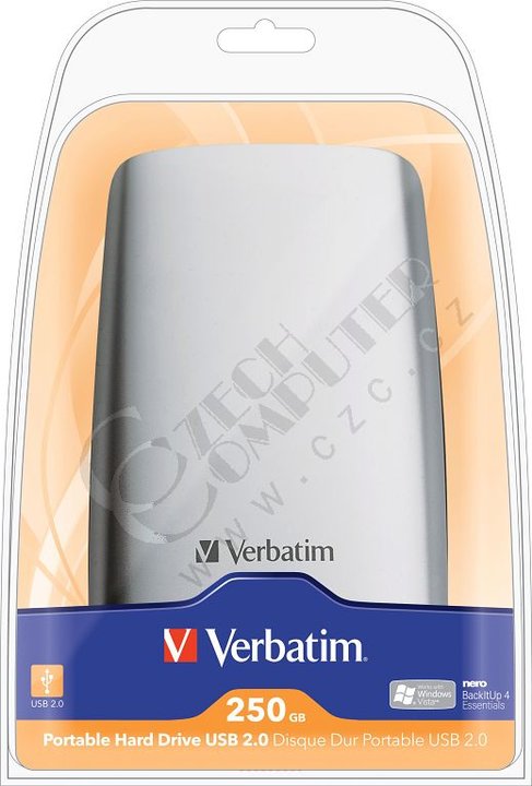 Verbatim portable, 2,5&quot;, USB2.0 - 250GB, Silver_385809195