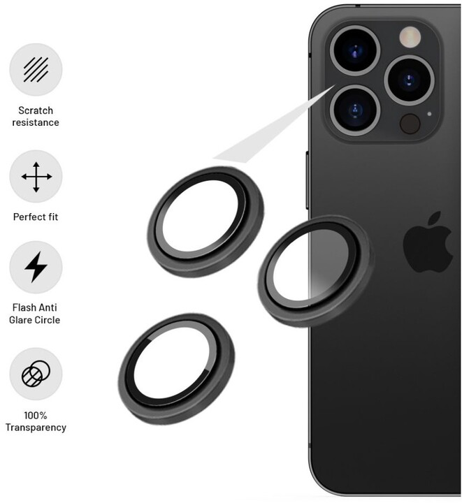 FIXED ochranná skla čoček fotoaparátů pro Apple iPhone 15/15 Plus, černá_402791312