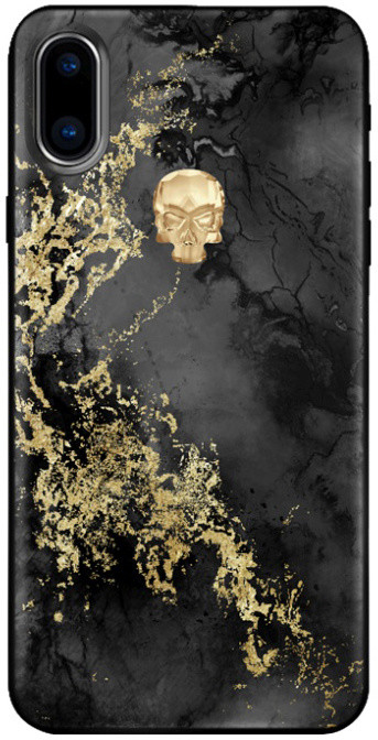 Bling My Thing Treasure Onyx/Gold Skull zadní kryt pro Apple iPhone X, krystaly Swarovski®_1830802708