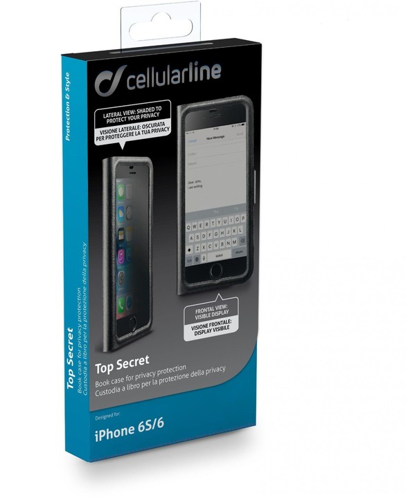 CellularLine TOP SECRET BOOK pouzdro typu kniha se zatemňujícím filtrem pro iPhone 6/6S, černé_1951575237
