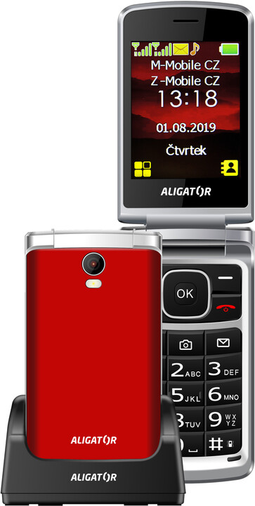 Aligator V710 Senior, Red - Silver + nabíjecí stojánek_454239838
