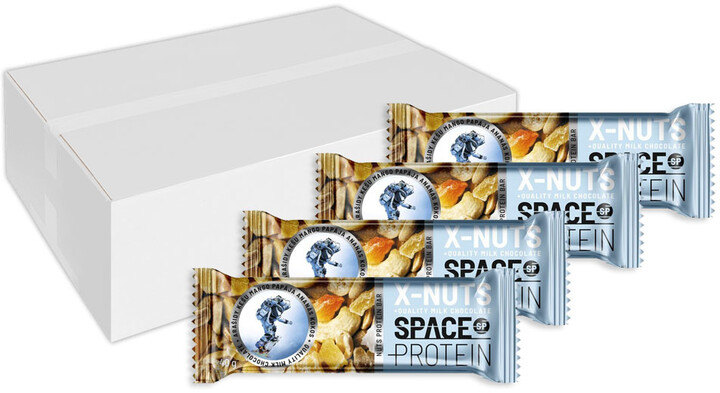 Space Protein X-Nuts, tyčinka, proteinová, oříšky/exotické ovoce/čokoláda, 30x40g