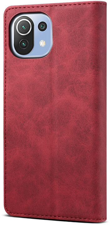 Lenuo Leather flipové pouzdro pro Xiaomi Mi 11 Lite, červená_110673511