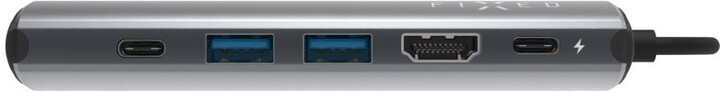 FIXED USB-C hliníkový 6-portový HUB Pro, šedá_434308326
