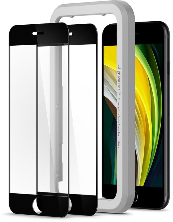 Spigen ochranné sklo AlignMaster FC pro iPhone SE (2022/2020)/8/7, černá_1322208191