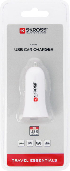 SKROSS USB nabíjecí autoadaptér Dual USB Car Charger, 3400mA max, DC 12V_1577964231